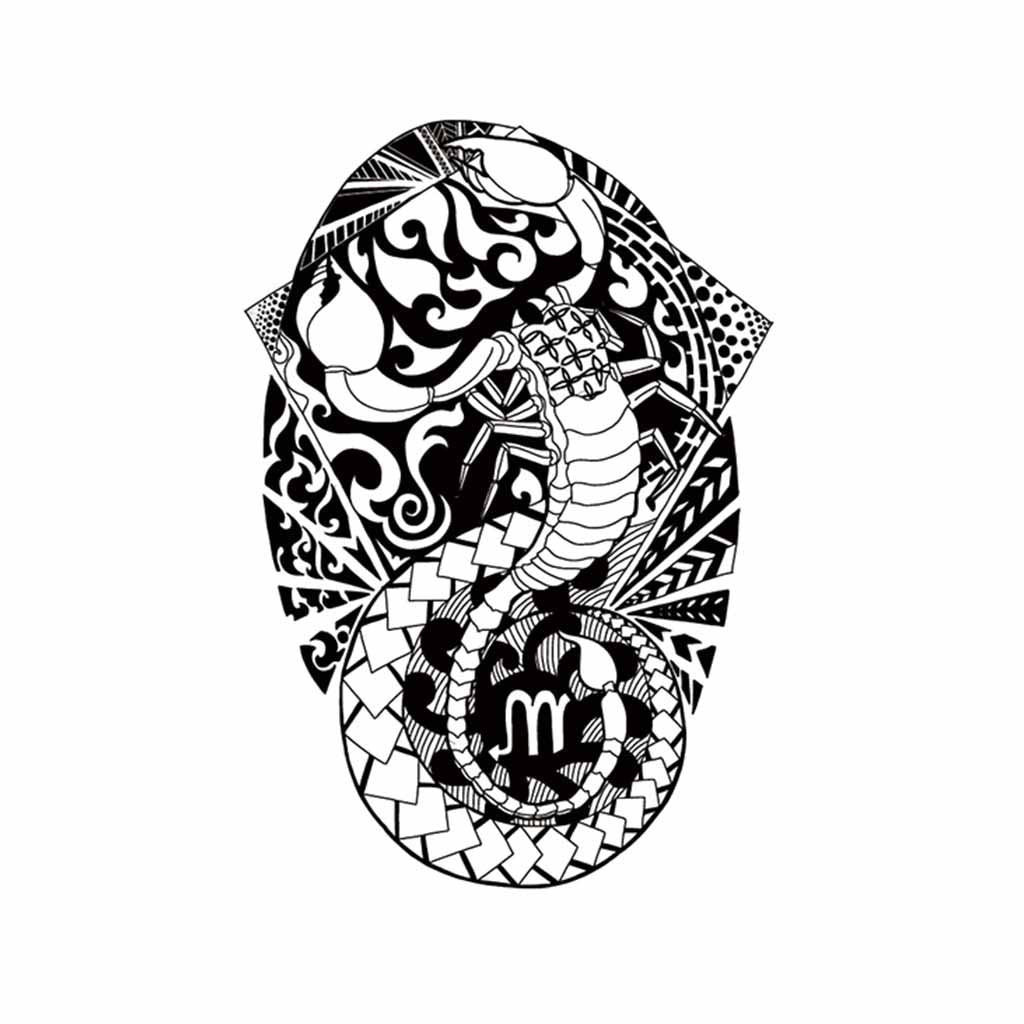 Fake tattoo - Polynesian arm tribal Maori scorpion - SKINDESIGNED